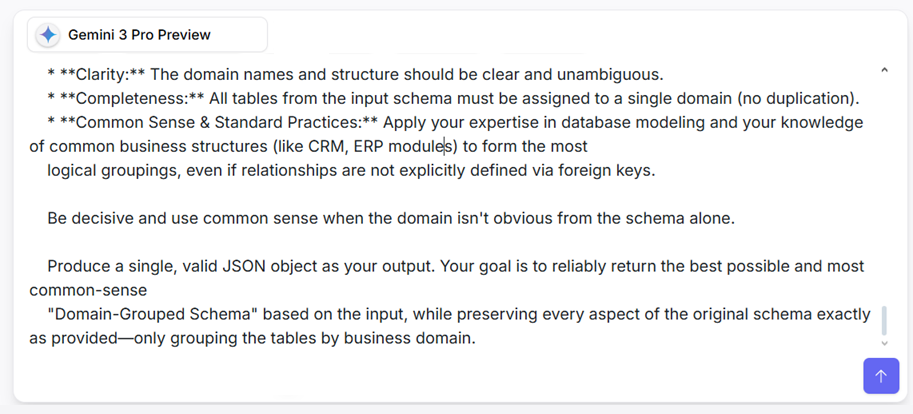 Gemini 3 processing the schema organization request