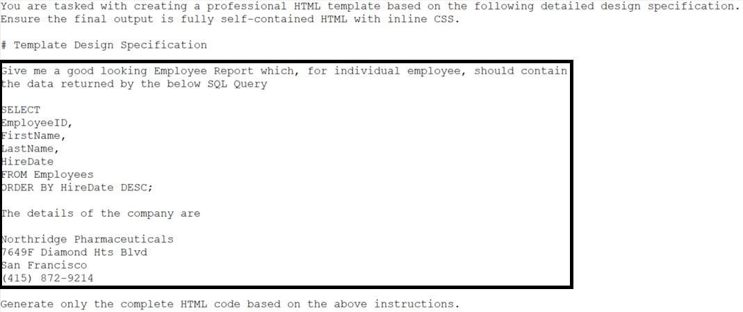 Generate HTML template with AI assistance in ReportBurster