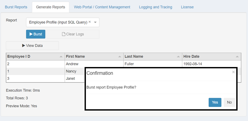 Generate Employee Profile reports in ReportBurster