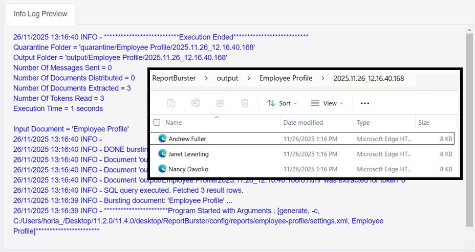 Employee Profile report generation process