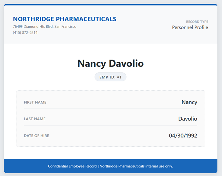 Final Employee Profile report output generated by Gemini 3