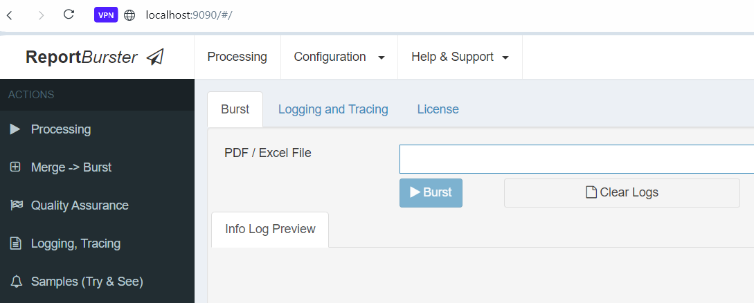 ReportBurster Server UI