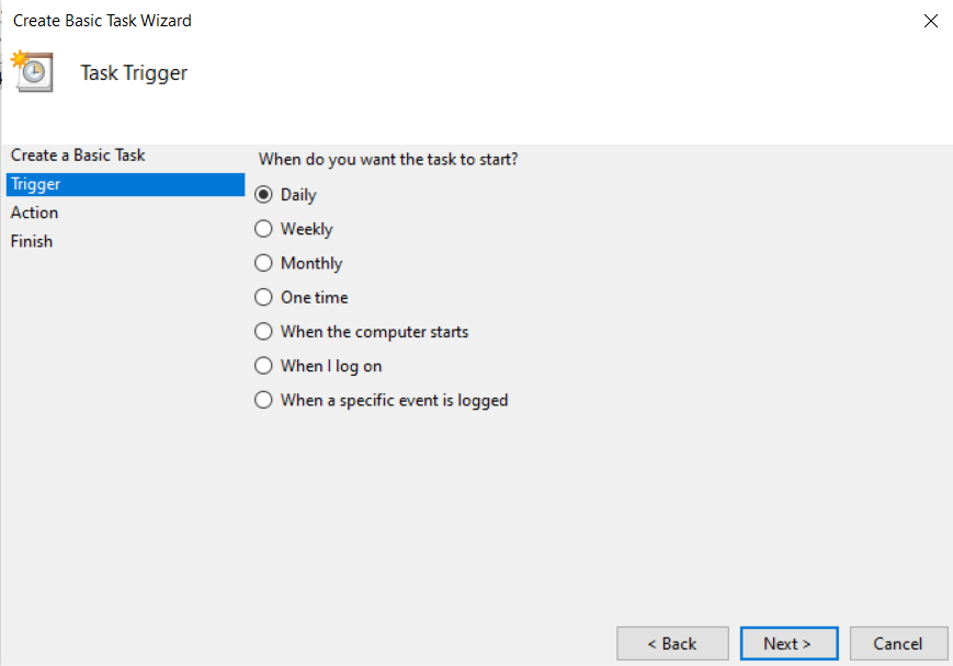 Windows Task Scheduler - Trigger Daily