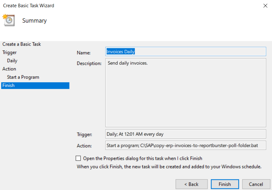 Windows Task Scheduler - Finish Summary