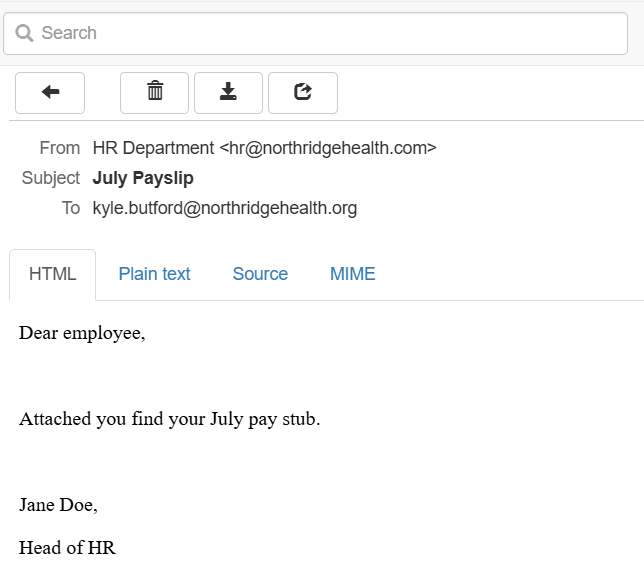 ReportBurster Mailhog Email Message