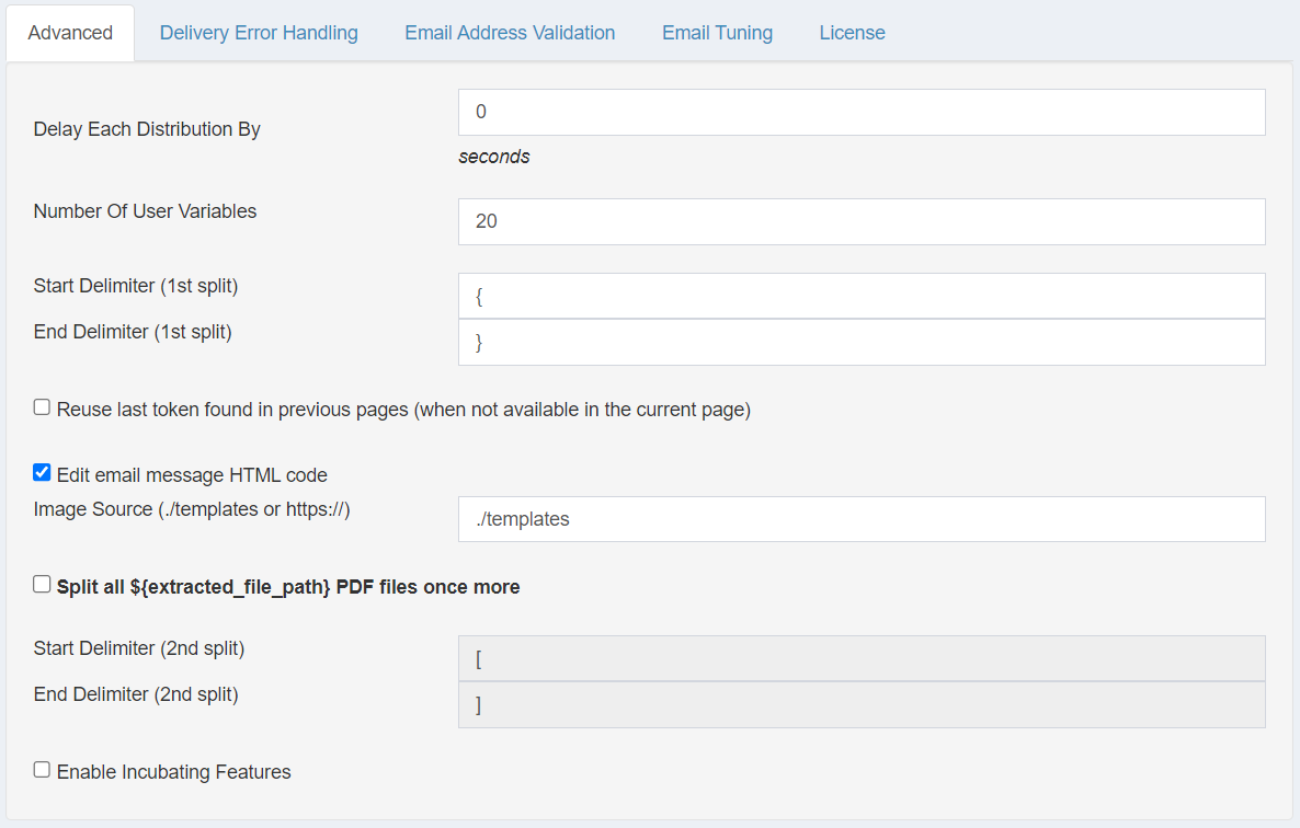 ReportBurster Advanced Settings