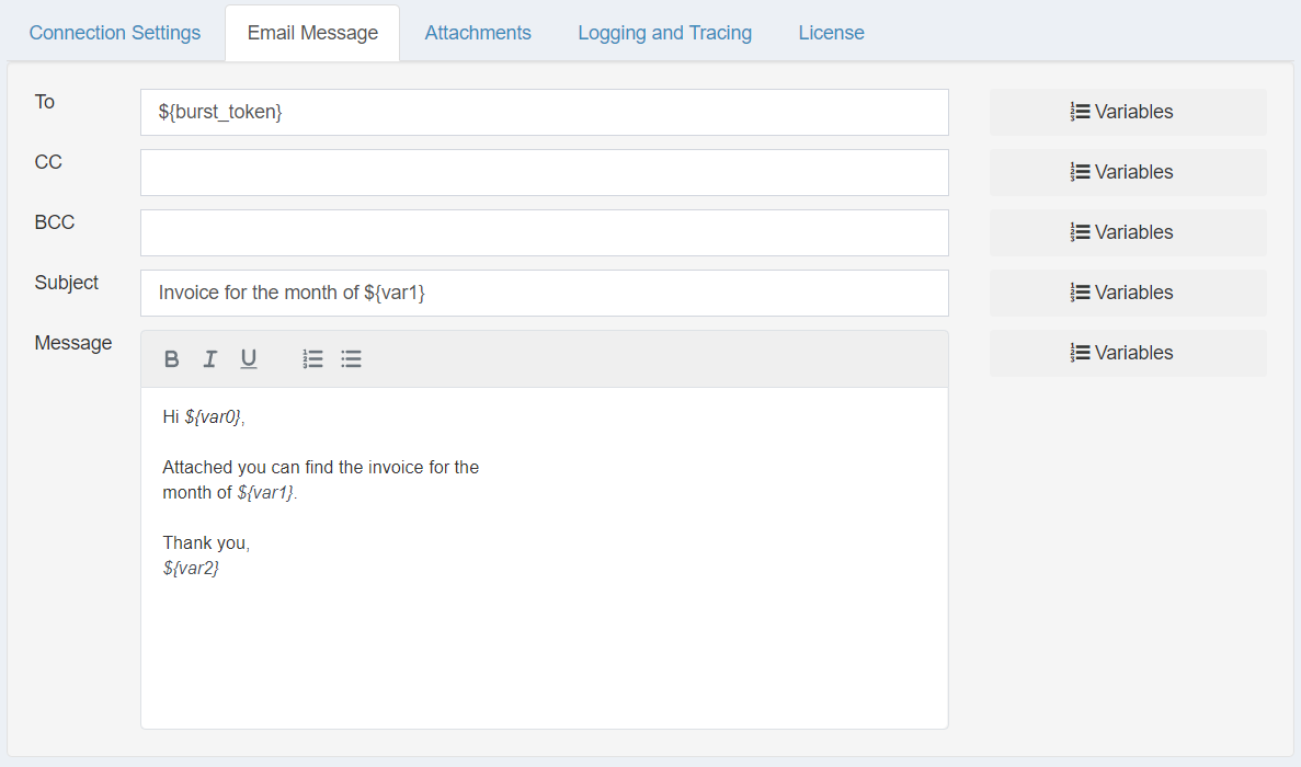 Custom Email Messages