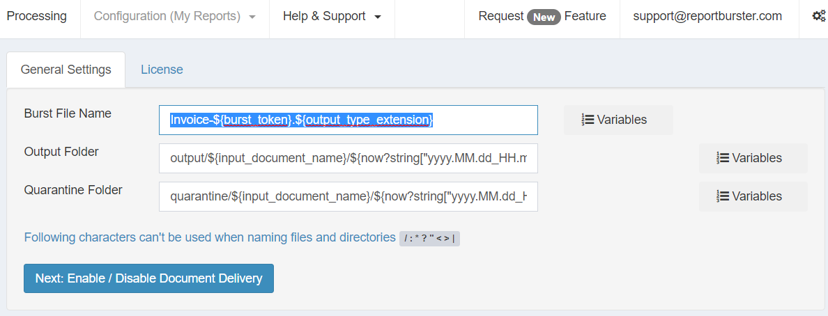 Custom Burst File Name Configuration