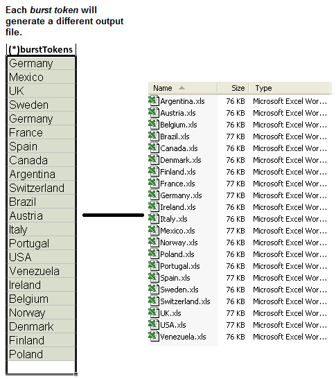 ReportBurster Burst Excel By Distinct Column Values - Output Files