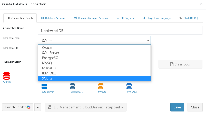 Create a new database connection in ReportBurster