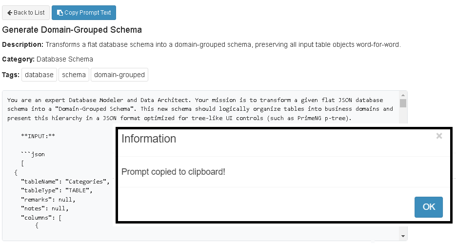 AI-powered domain grouping screen in ReportBurster