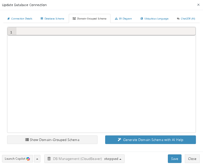AI-powered domain grouping screen in ReportBurster