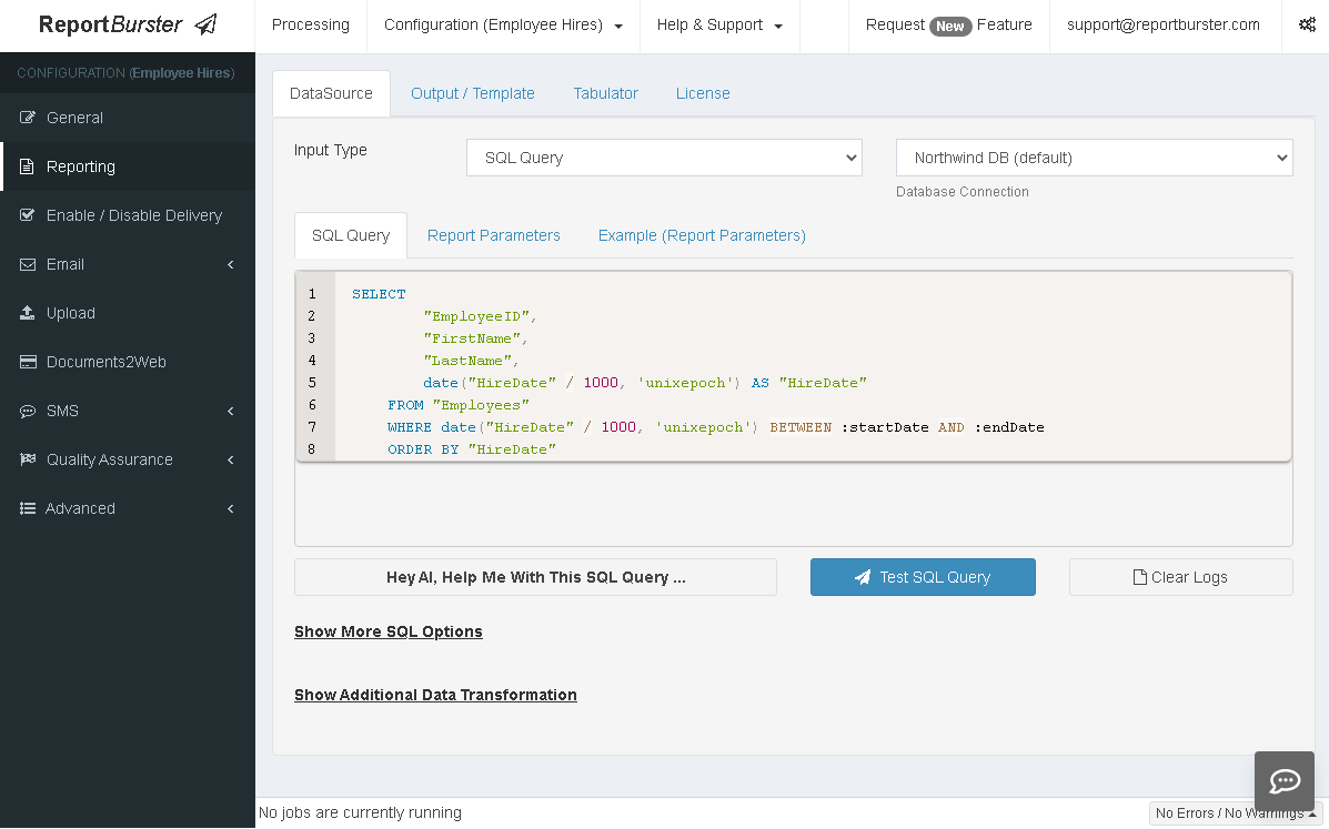 Hei AI, Help Me With This SQL Query - ReportBurster