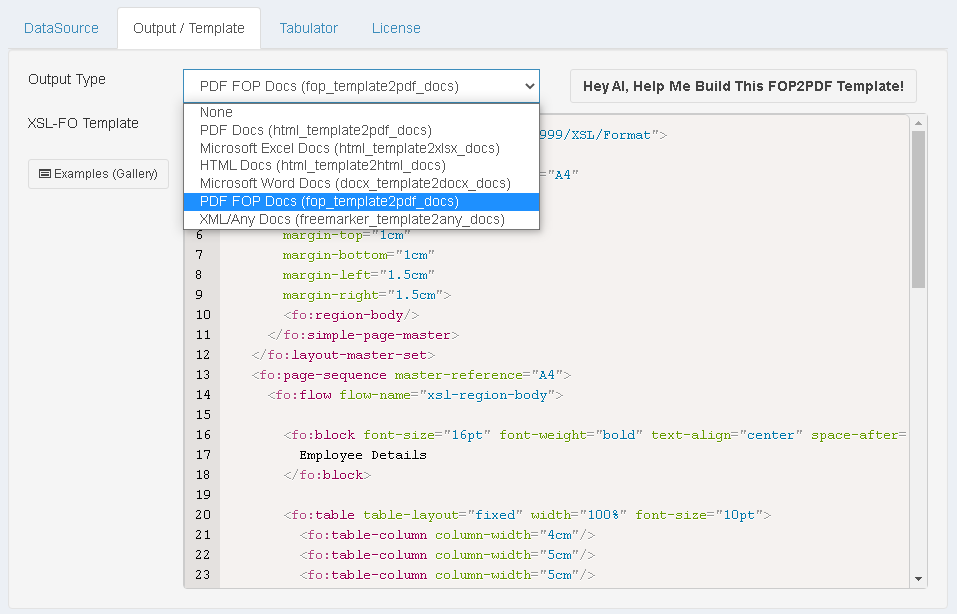 AI Driven Output Template Types - ReportBurster
