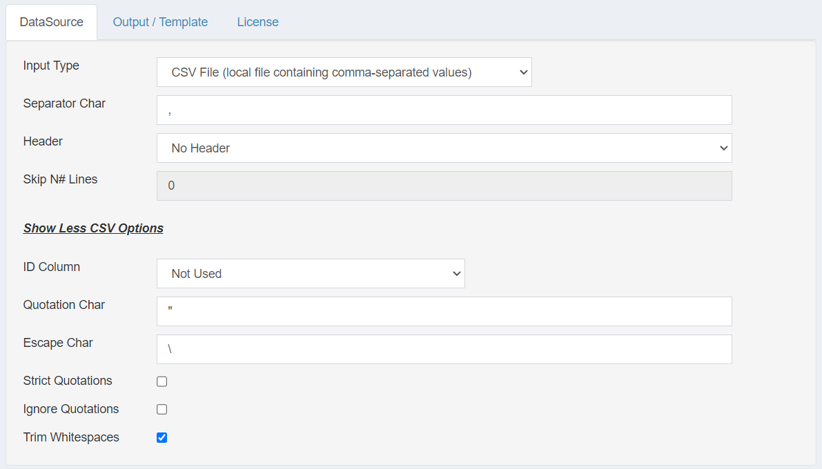 ReportBurster CSV Data Source Configuration