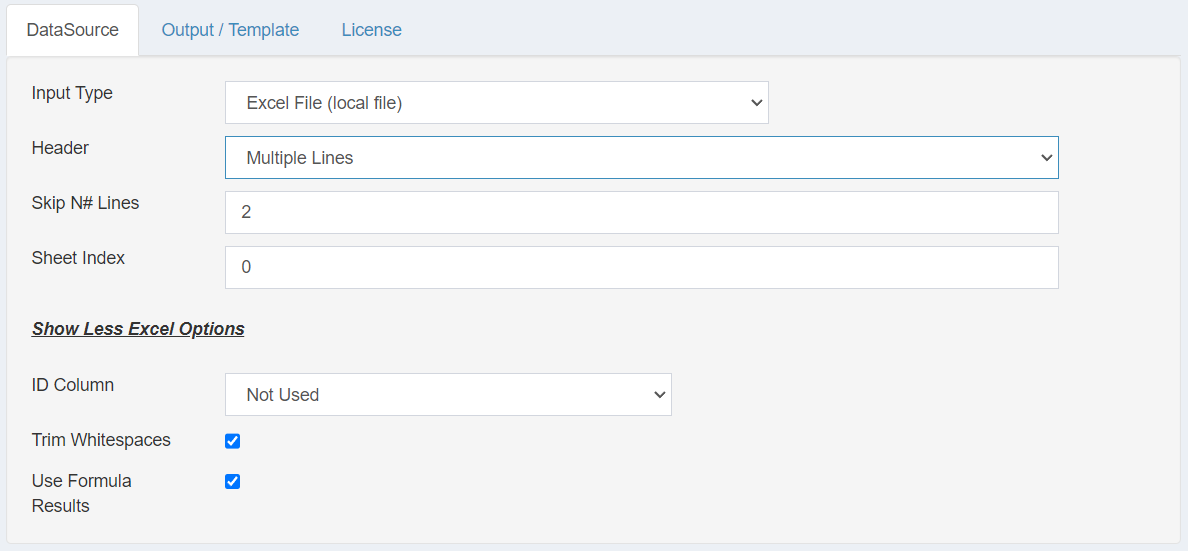 ReportBurster Excel Data Source Configuration