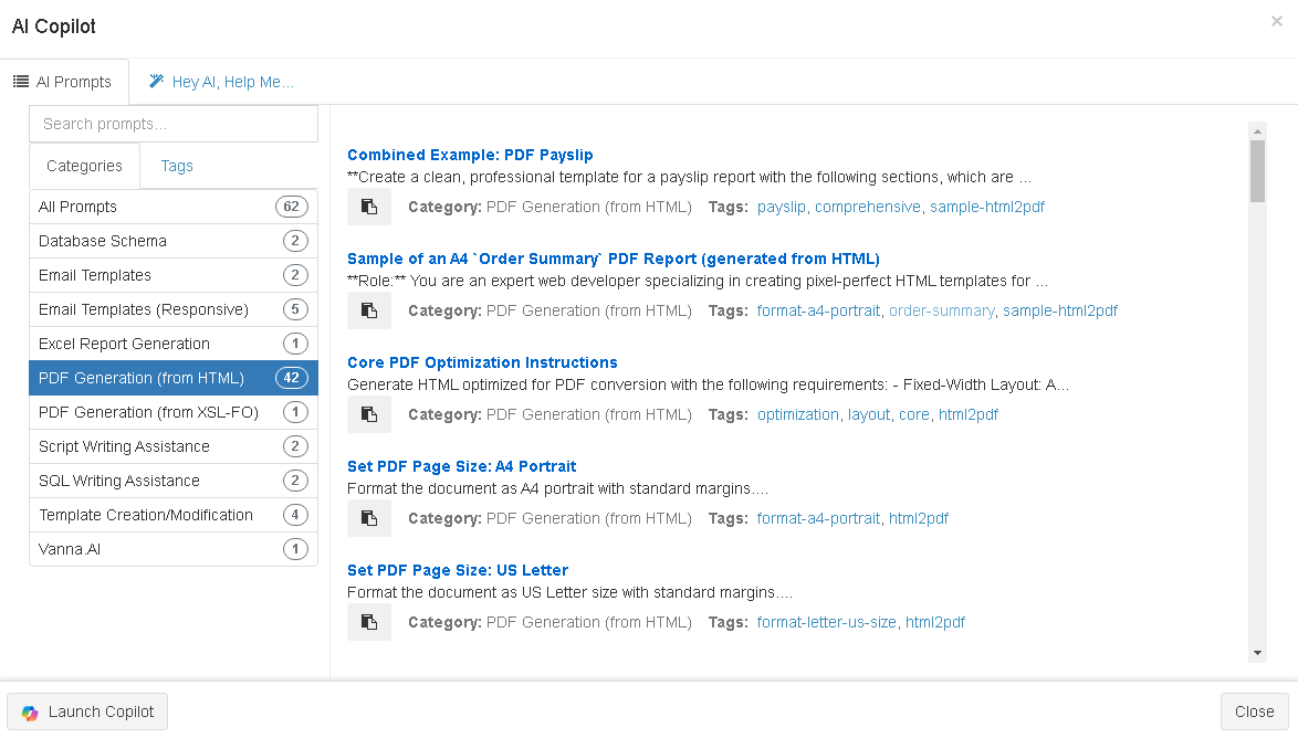ReportBurster HTML2PDF AI Prompts