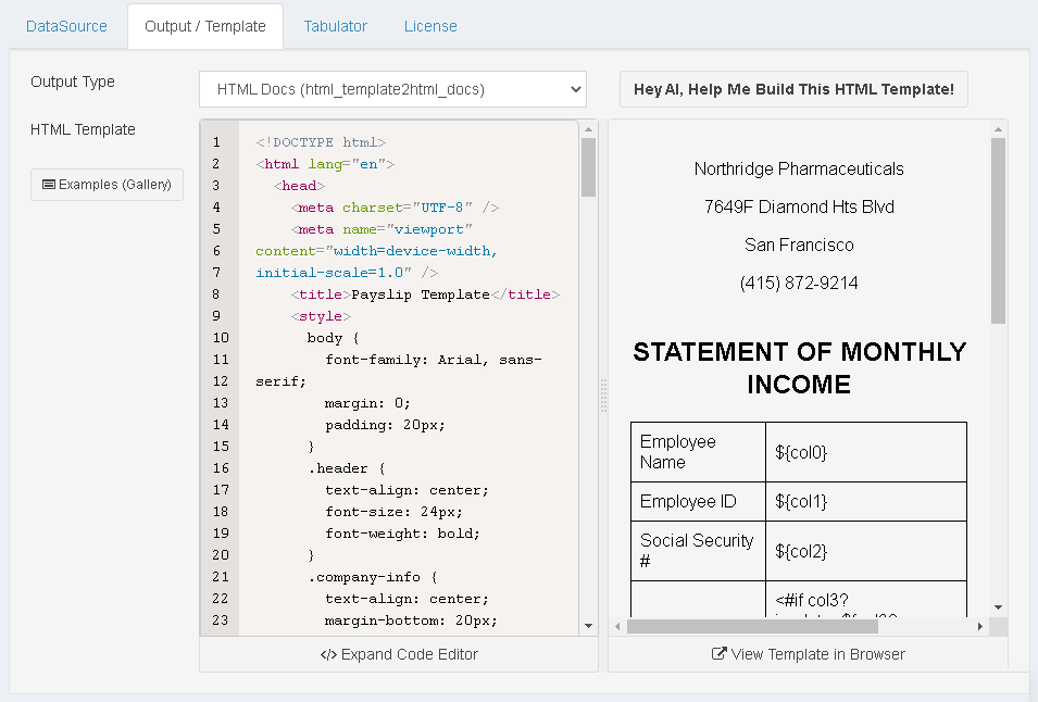 ReportBurster 2HTML Output Template