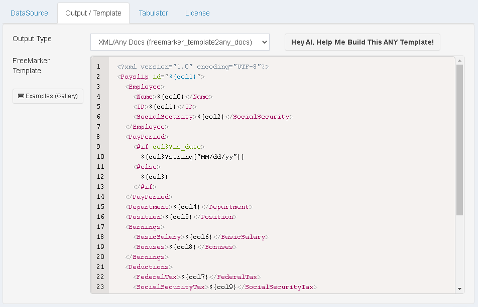 ReportBurster 2ANY XML, JSON or and textual Output Configuration
