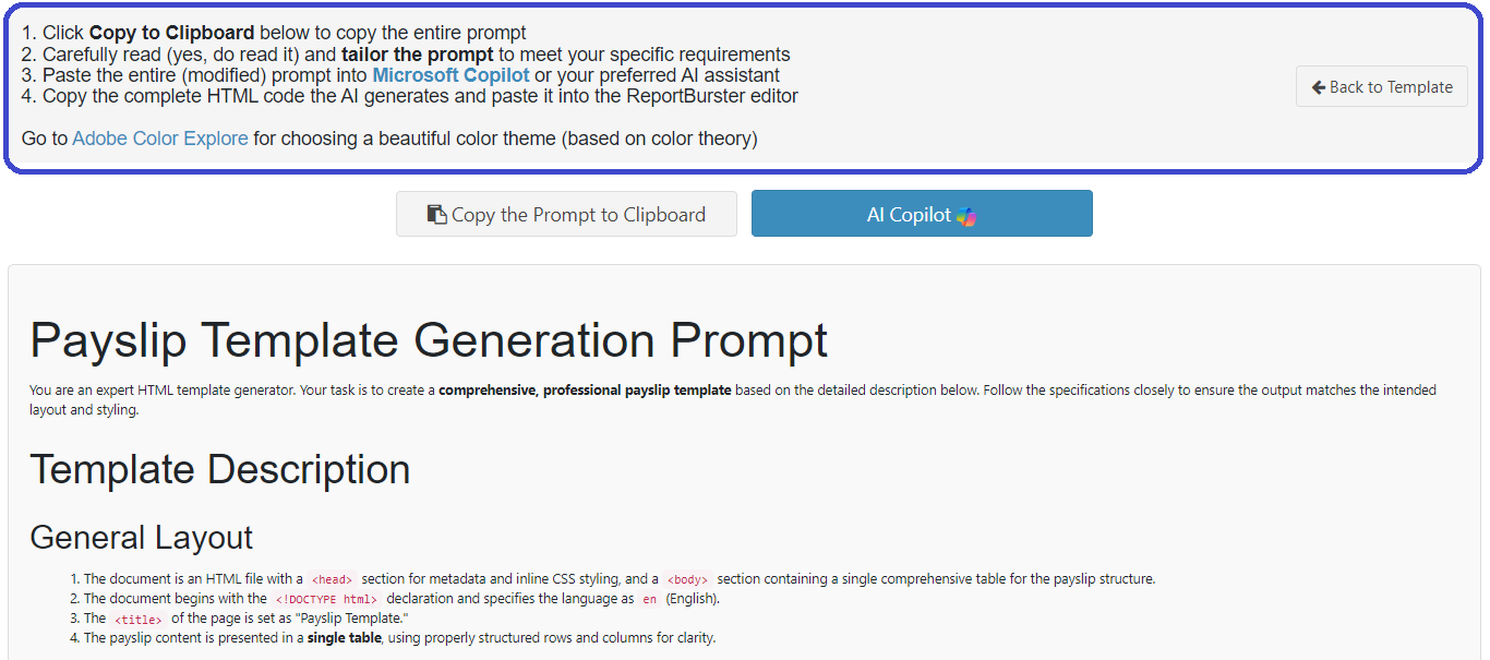 ReportBurster AI Prompt to create an HTML Template from Scratch - prompt2