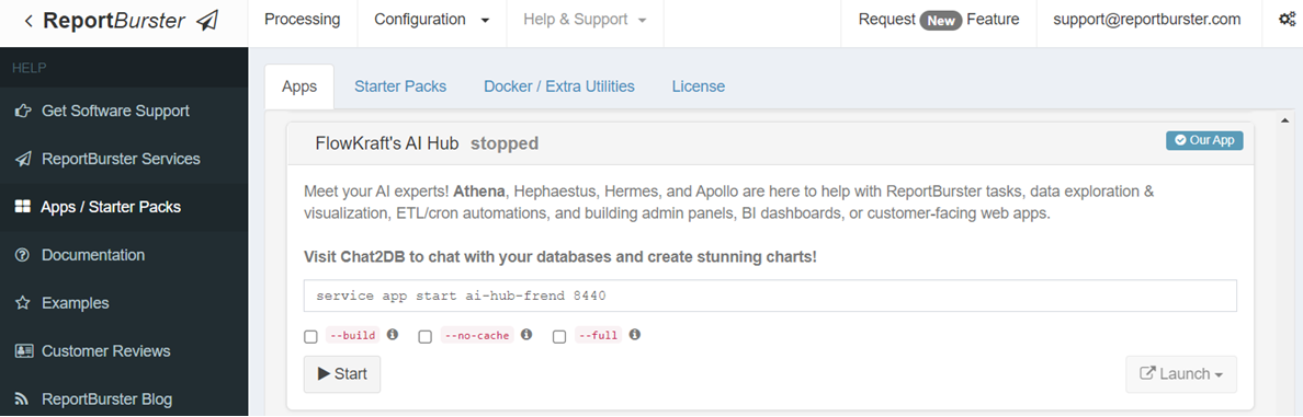 Navigate to Chat2DB — Dashboards / Customer Portal tab in ReportBurster
