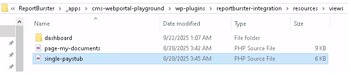 Portal templates in file explorer